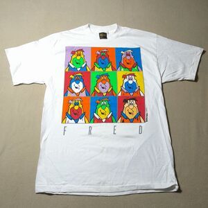 VINTAGE 1991 FLINTSTONES SINGLE STITCH HANNA BARBERA All Over Print Shirt L
